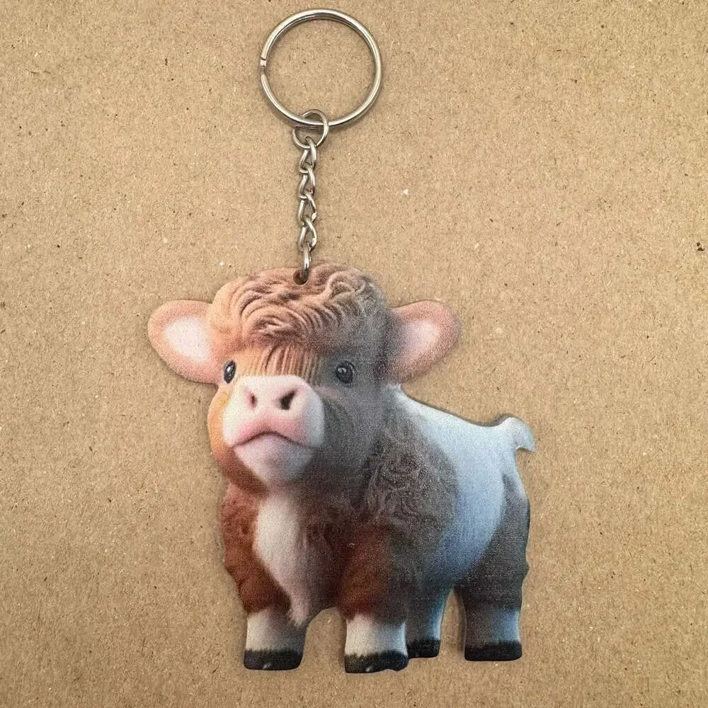 Cute Cartoon Highland Cow Acrylic Keychain or Ornament
